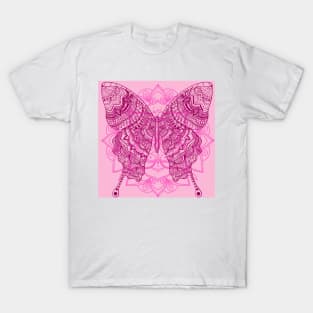 Mandala Butterfly Pink T-Shirt